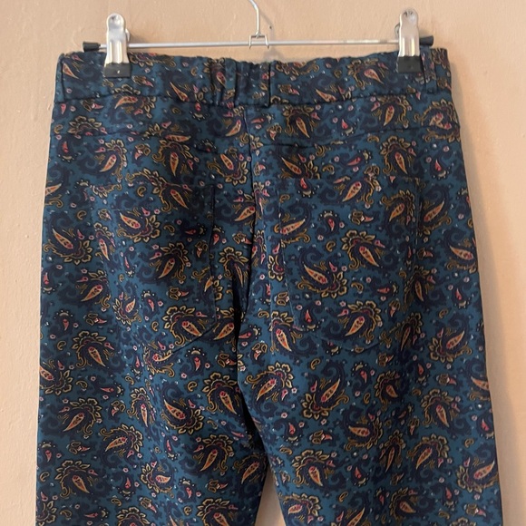 🎉rare🎉 Zara green paisley print rolled hem straight leg trouser pants - Picture 9 of 13